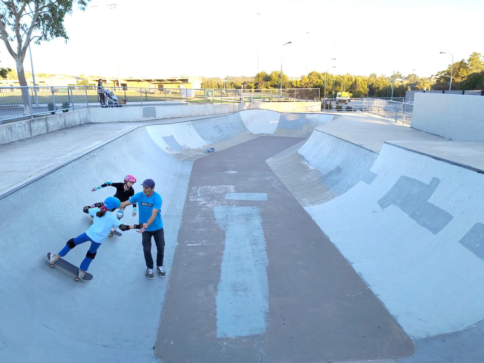 two kids at a skateboarding lesson in sydney